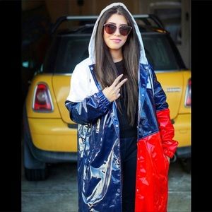 FILA blue and red long rain coat size M